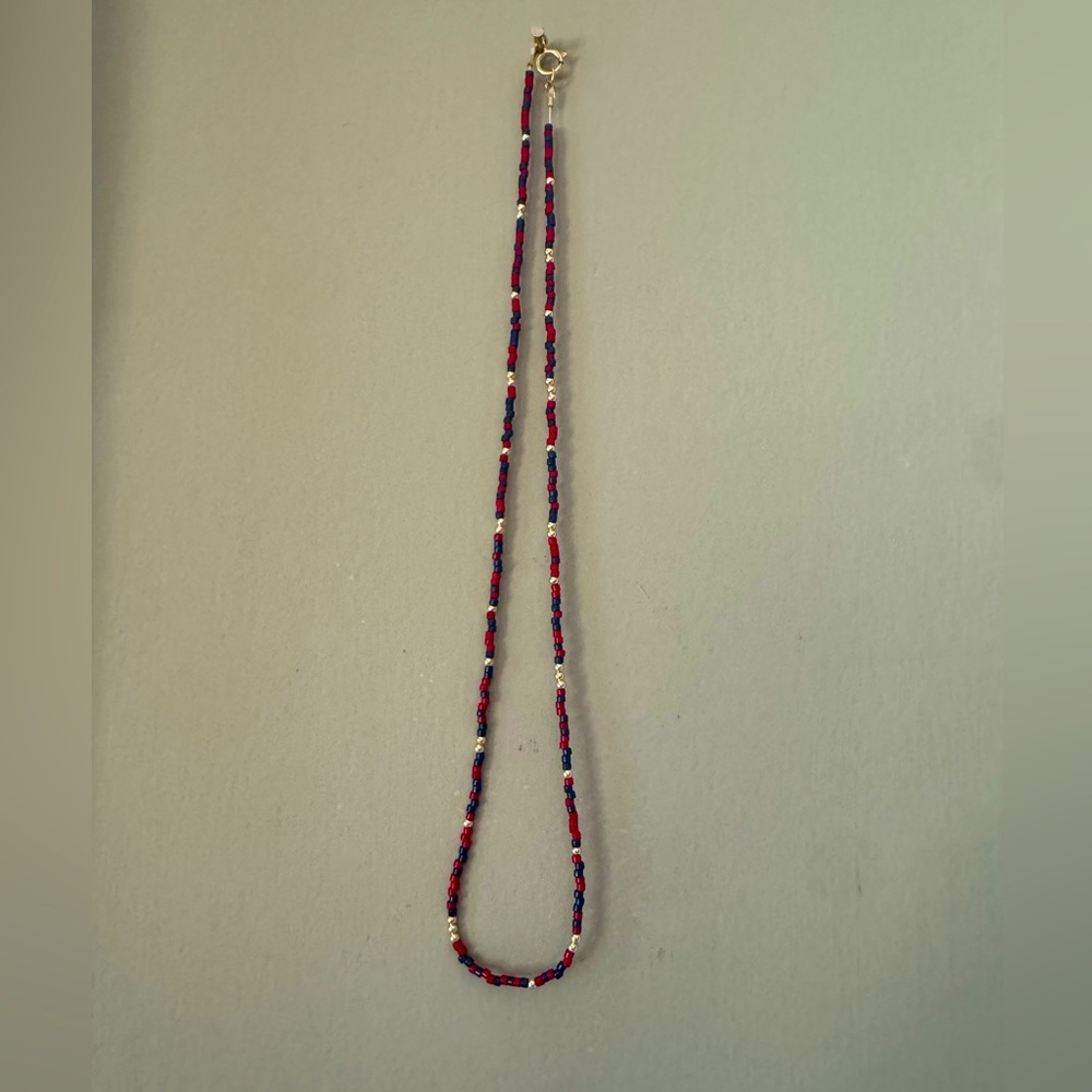 Ole Miss necklace handmade necklace blue & red miyuki beads + 14k gold filled - Picture 4 of 5
